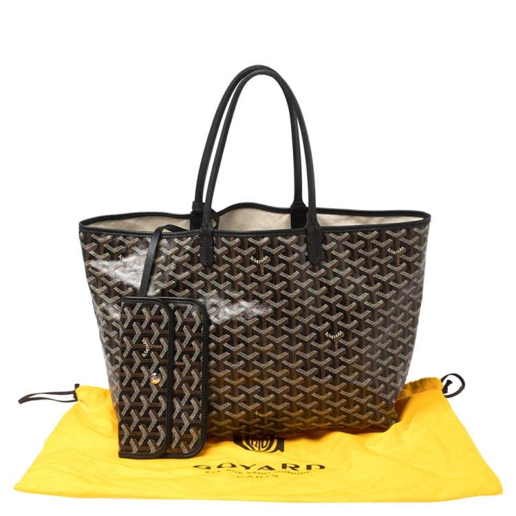 Pre Owned Goyard Black Goyardine Coated Canvas and Leather Saint Louis PM Tote