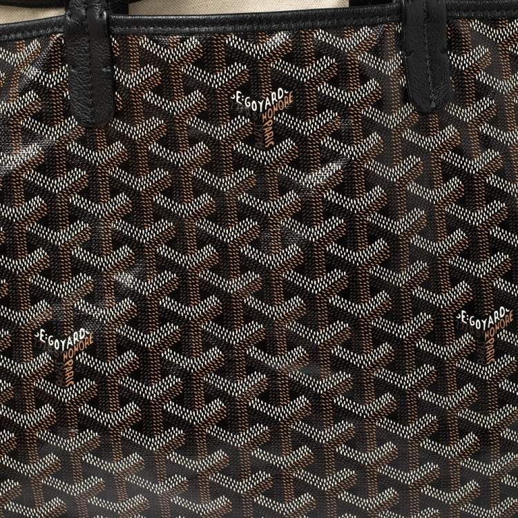 Pre Owned Goyard Black Goyardine Coated Canvas and Leather Saint Louis PM Tote