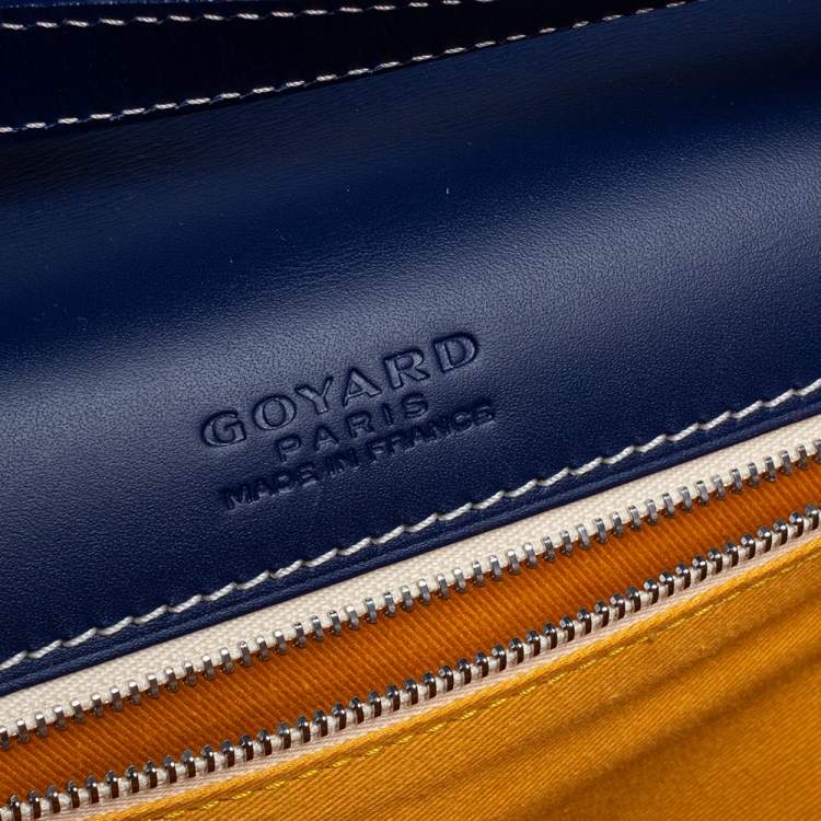 Pre Owned Goyard Navy Blue Goyardine Coated Canvas and Leather Belvedere MM Saddle Bag