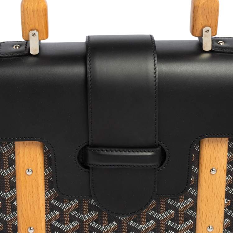 Pre Owned Goyard Black Goyardine Coated Canvas and Leather Saigon MM Top Handle Bag