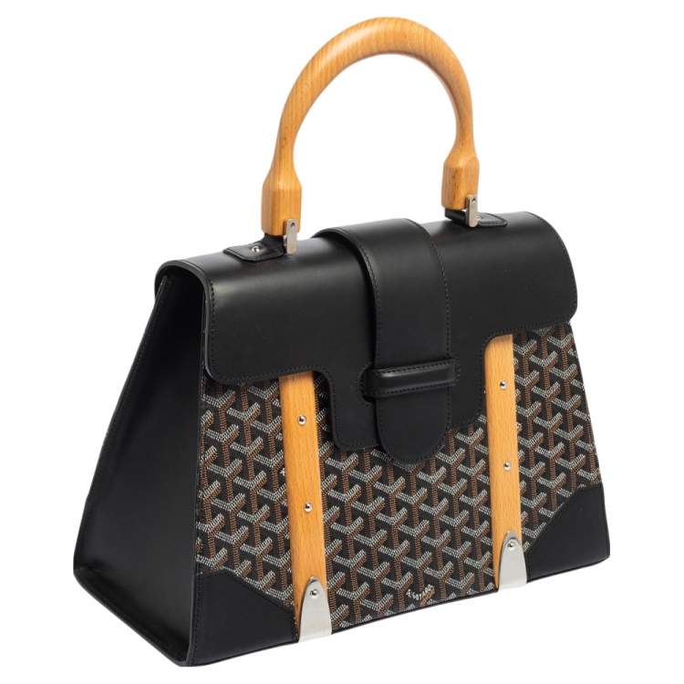 Pre Owned Goyard Black Goyardine Coated Canvas and Leather Saigon MM Top Handle Bag