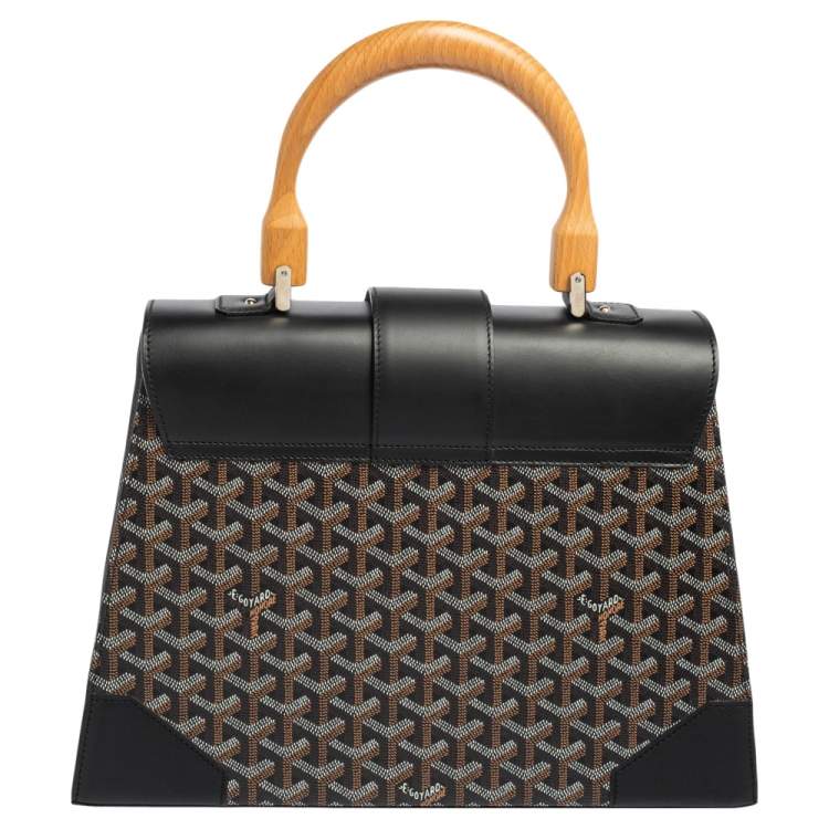 Pre Owned Goyard Black Goyardine Coated Canvas and Leather Saigon MM Top Handle Bag