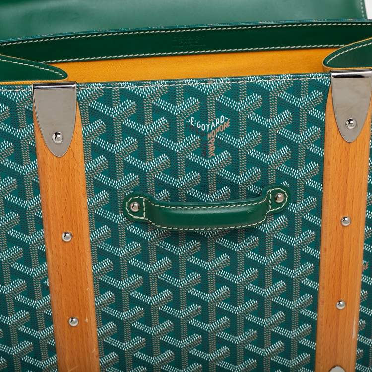 Pre Owned Goyard Green Goyardine Coated Canvas and Leather Saigon MM Top Handle Bag