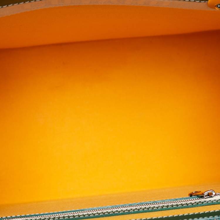 Pre Owned Goyard Green Goyardine Coated Canvas and Leather Saigon MM Top Handle Bag