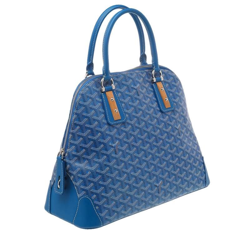 Pre Owned Goyard Blue Goyardine Coated Canvas and Leather Vendôme PM Bag