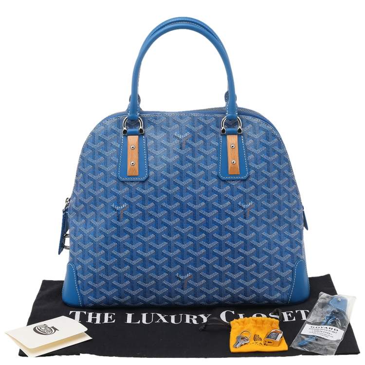 Pre Owned Goyard Blue Goyardine Coated Canvas and Leather Vendôme PM Bag