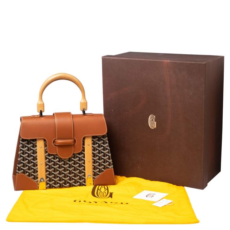 Pre Owned Goyard Brown Goyardine Coated Canvas and Leather Saigon MM Top Handle Bag