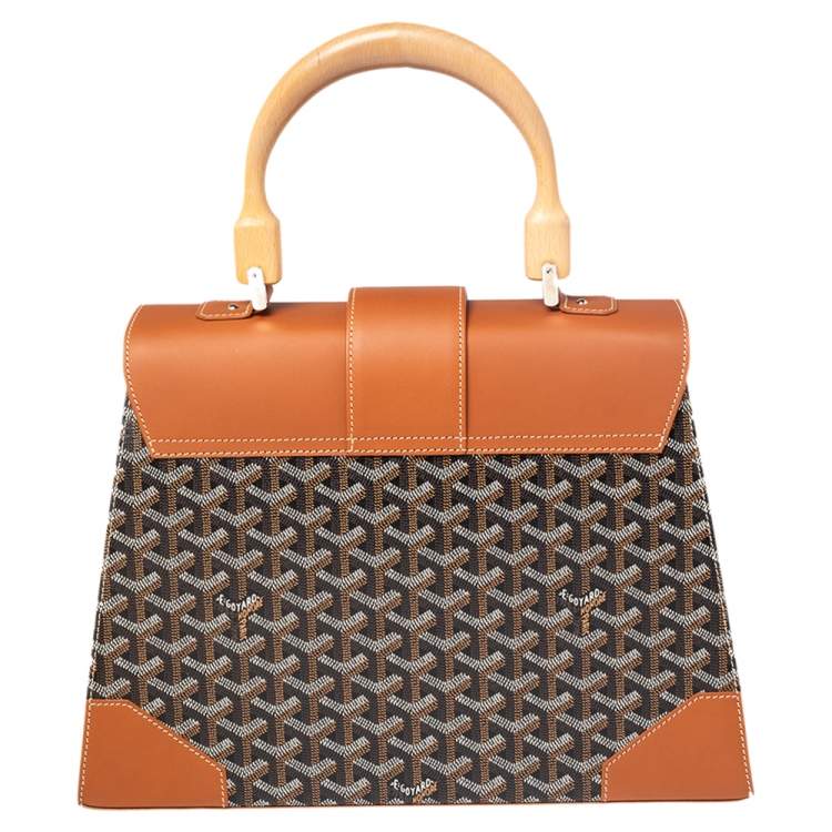 Pre Owned Goyard Brown Goyardine Coated Canvas and Leather Saigon MM Top Handle Bag