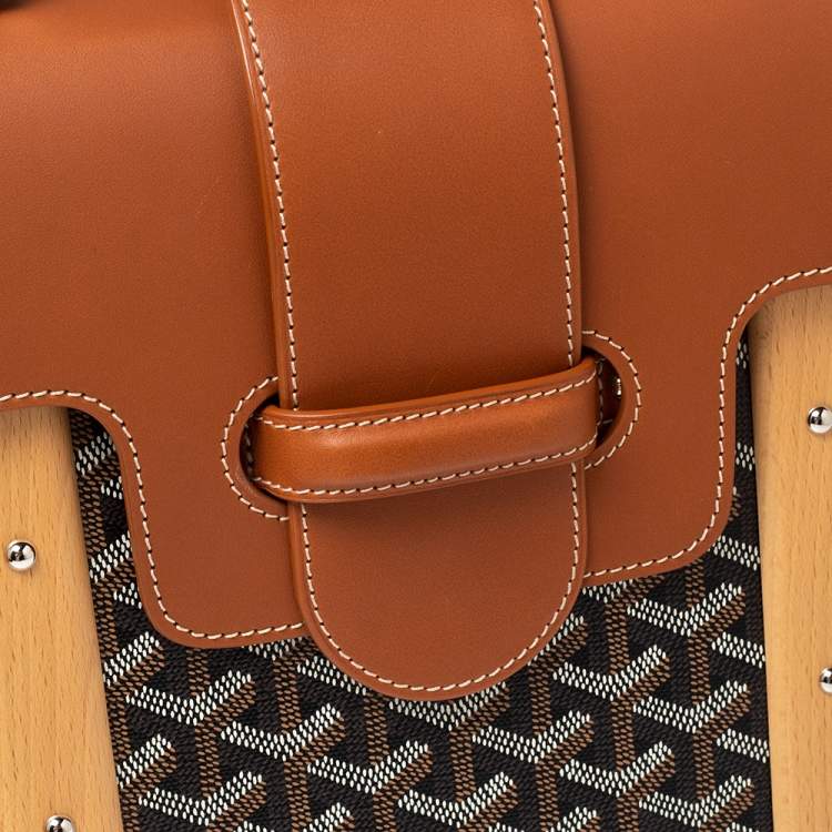 Pre Owned Goyard Brown Goyardine Coated Canvas and Leather Saigon MM Top Handle Bag