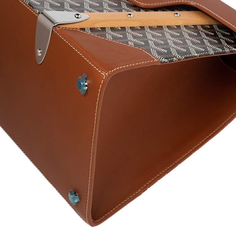 Pre Owned Goyard Brown Goyardine Coated Canvas and Leather Saigon MM Top Handle Bag