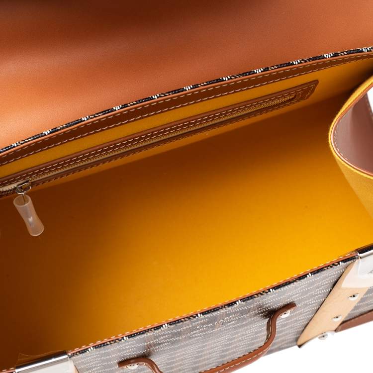 Pre Owned Goyard Brown Goyardine Coated Canvas and Leather Saigon MM Top Handle Bag