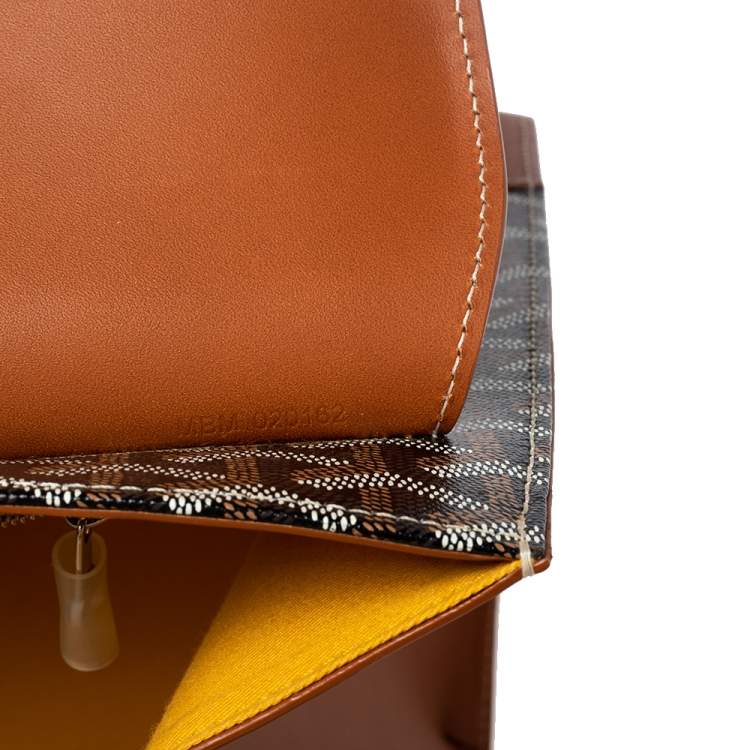 Pre Owned Goyard Brown Goyardine Coated Canvas and Leather Saigon MM Top Handle Bag