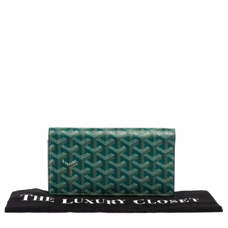 Pre Owned Goyard Green Goyardine Coated Canvas and Leather Richelieu Wallet