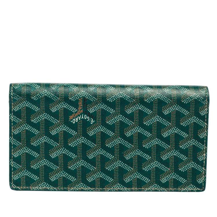 Pre Owned Goyard Green Goyardine Coated Canvas and Leather Richelieu Wallet