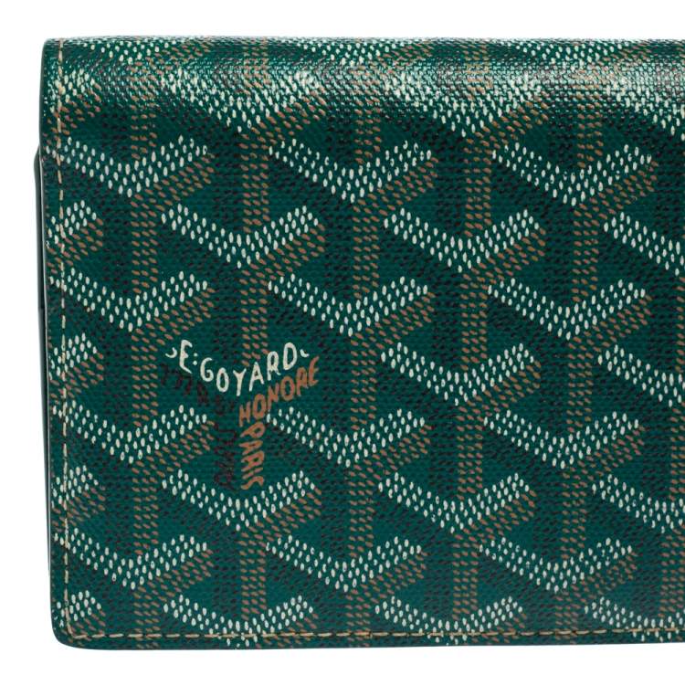 Pre Owned Goyard Green Goyardine Coated Canvas and Leather Richelieu Wallet