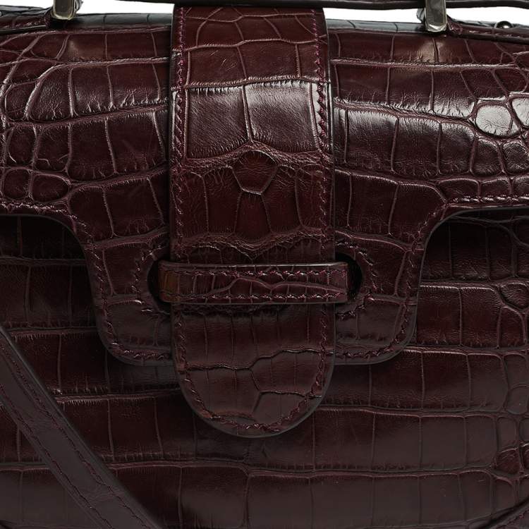 Pre Owned Goyard Burgundy Alligator Mini Saigon Top Handle Bag