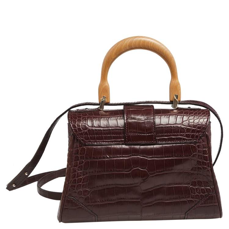 Pre Owned Goyard Burgundy Alligator Mini Saigon Top Handle Bag