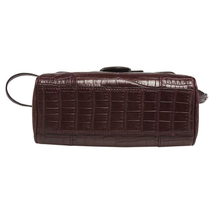 Pre Owned Goyard Burgundy Alligator Mini Saigon Top Handle Bag