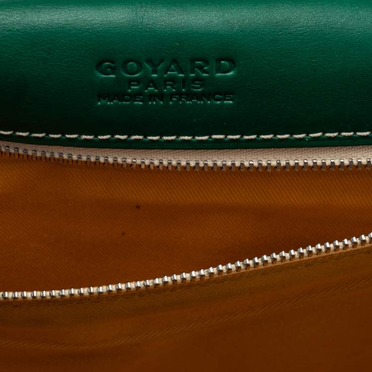 Pre Owned Goyard Green Goyardine Coated Canvas and Leather Belvedere MM Bag