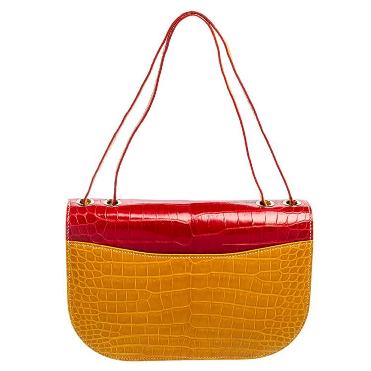 Pre Owned Goyard Red/Mustard Crocodile 223 PM Bag