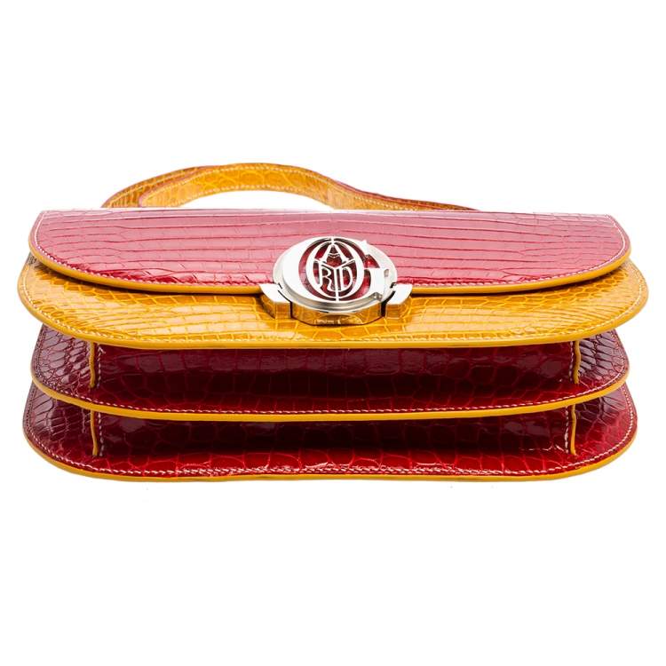 Pre Owned Goyard Red/Mustard Crocodile 223 PM Bag