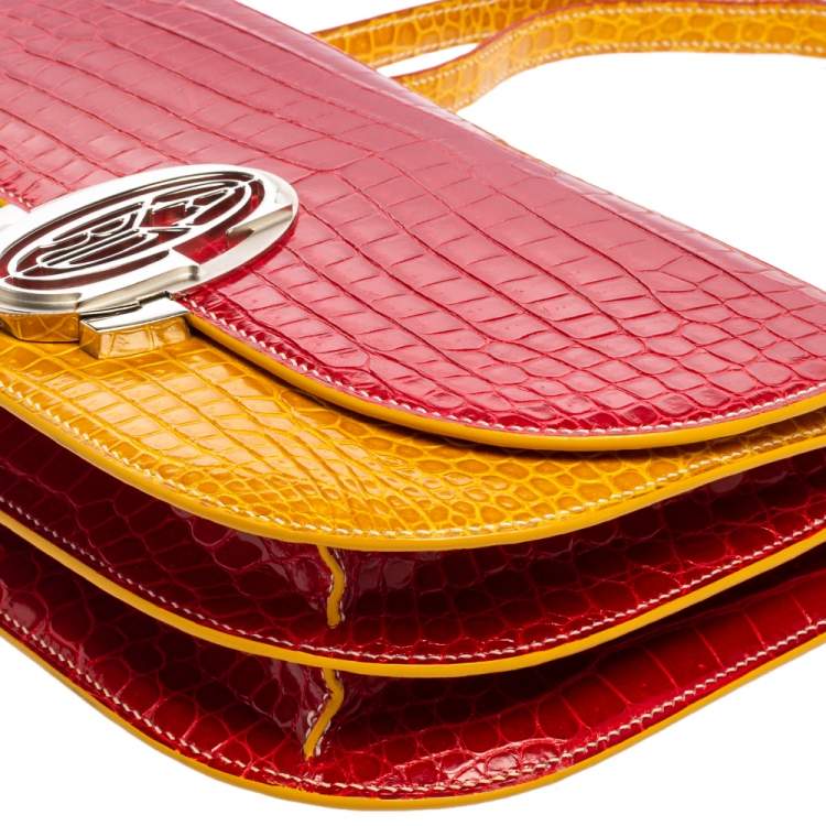 Pre Owned Goyard Red/Mustard Crocodile 223 PM Bag