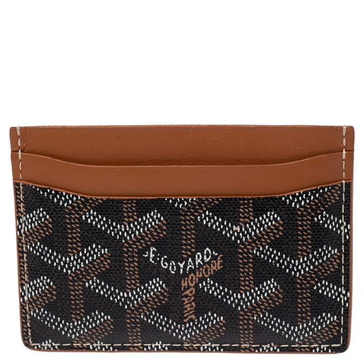 Pre Owned Goyard Brown Goyardine Coated Canvas and Leather Saint Sulpice Card Holder