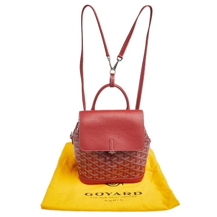 Pre Owned Goyard Red Goyardine Coated Canvas and Leather Mini Alpin Backpack