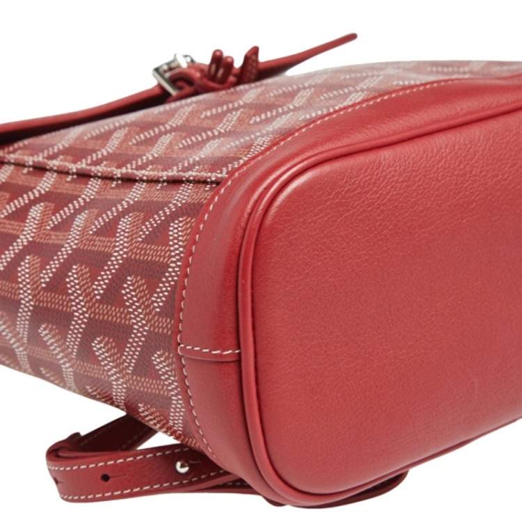 Pre Owned Goyard Red Goyardine Coated Canvas and Leather Mini Alpin Backpack