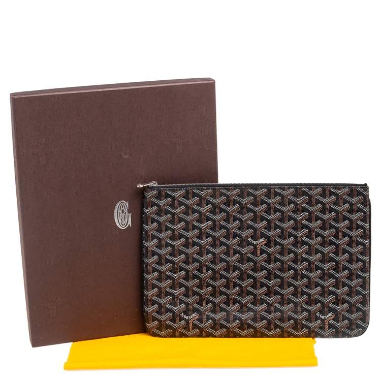 Pre Owned Goyard Brown Goyardine Coated Canvas Senat MM Clutch