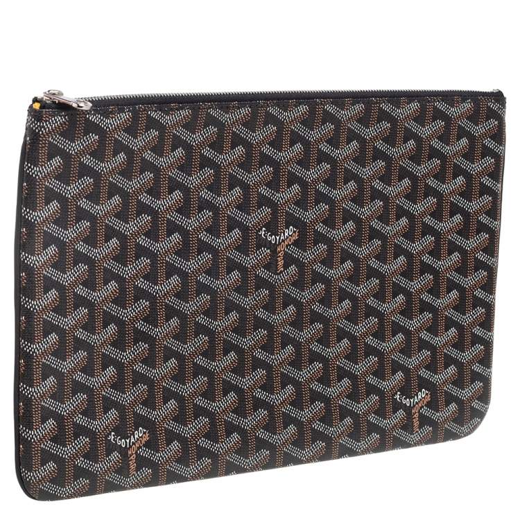 Pre Owned Goyard Brown Goyardine Coated Canvas Senat MM Clutch