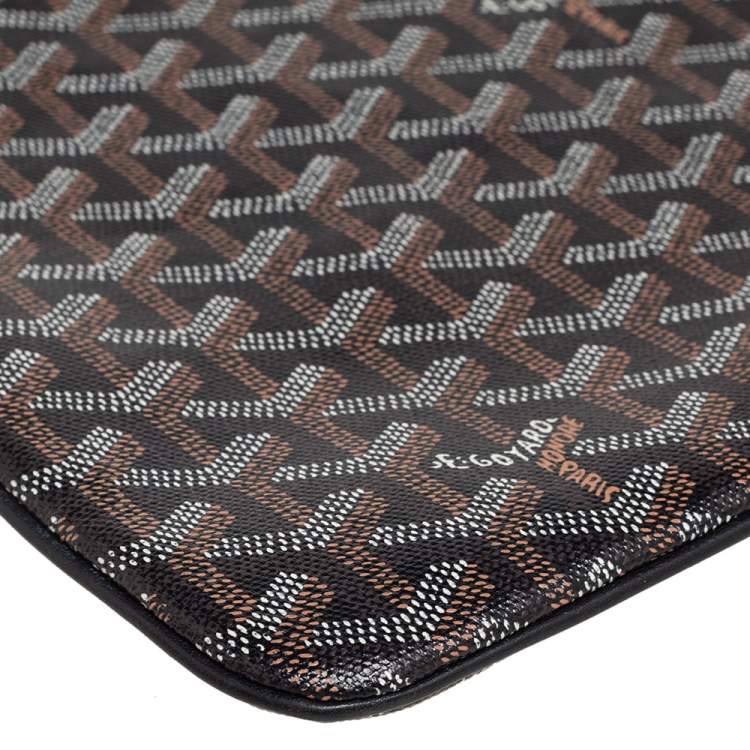 Pre Owned Goyard Brown Goyardine Coated Canvas Senat MM Clutch