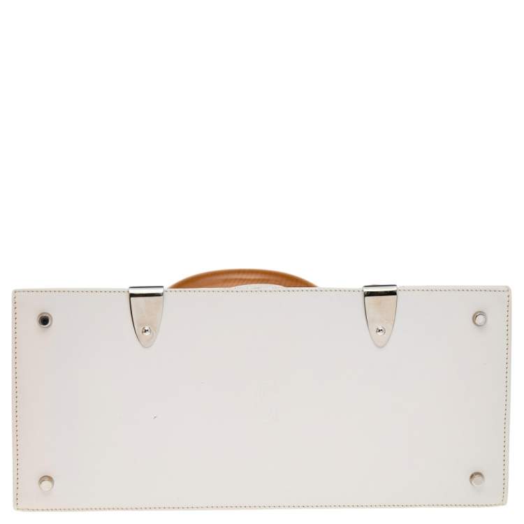 Pre Owned Goyard White Goyardine Coated Canvas and Leather Saigon MM Top Handle Bag