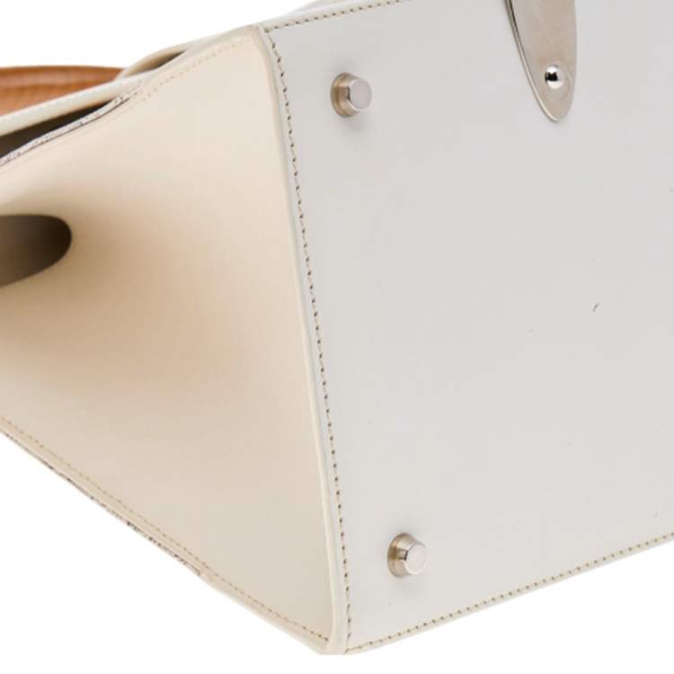 Pre Owned Goyard White Goyardine Coated Canvas and Leather Saigon MM Top Handle Bag