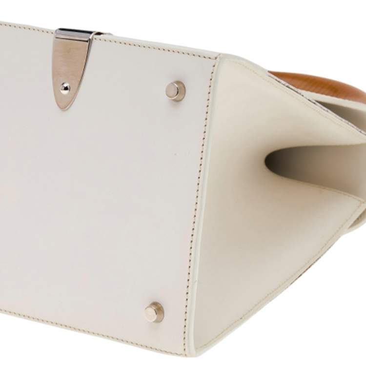 Pre Owned Goyard White Goyardine Coated Canvas and Leather Saigon MM Top Handle Bag