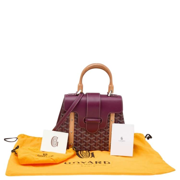 Pre Owned Goyard Burgundy Goyardine Coated Canvas And Leather Saigon PM Top Handle Bag