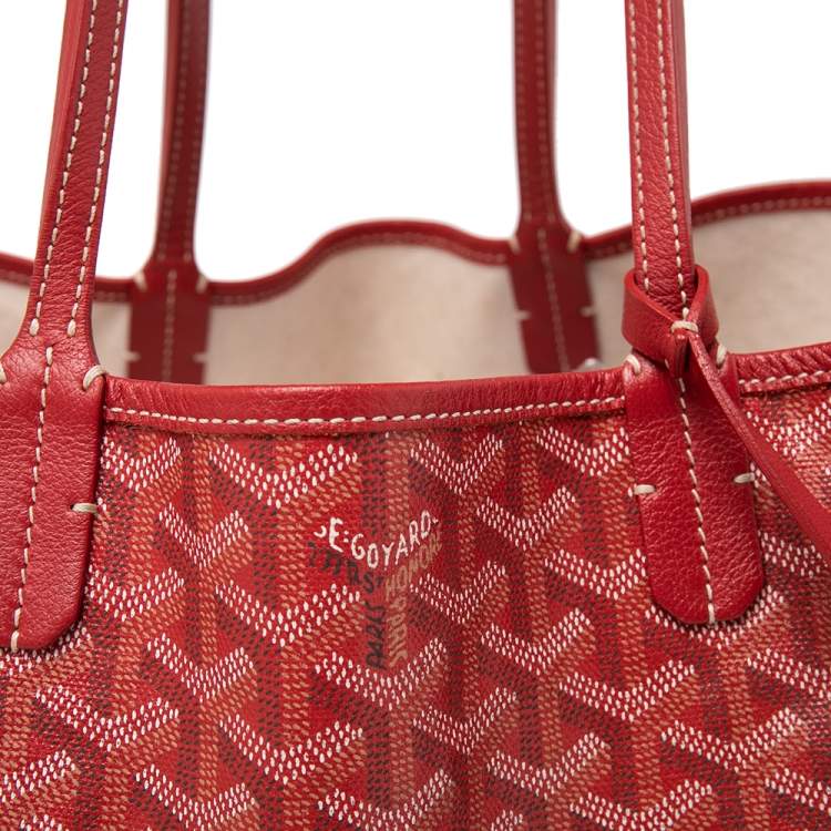 Pre Owned Goyard Red Coated Canvas Saint Louis PM Tote