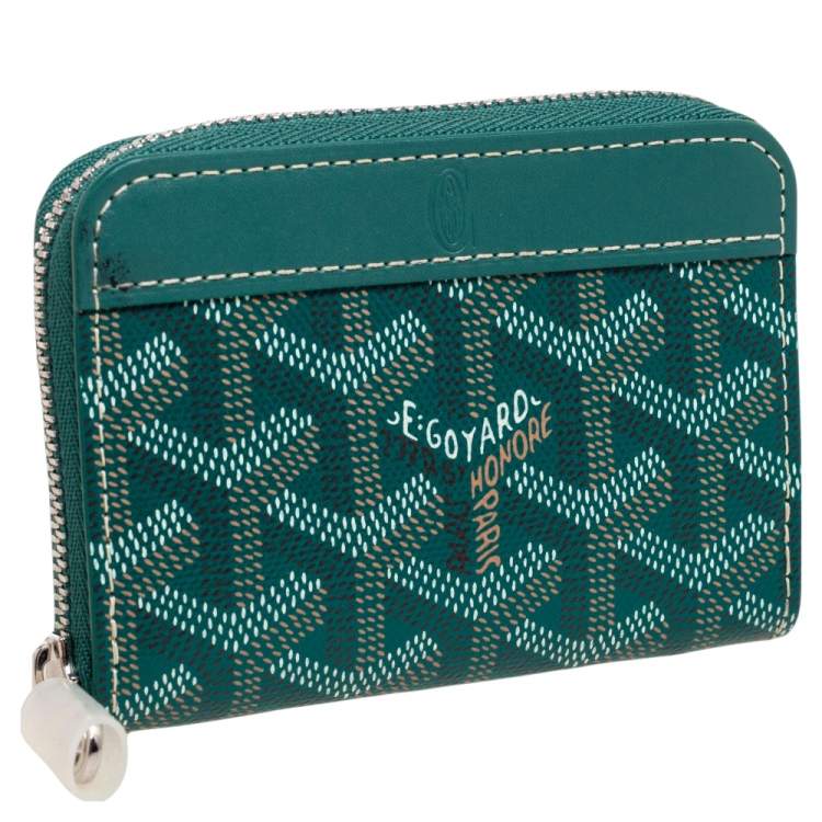Pre Owned Goyard Green Coated Canvas Goyardine Coin Purse