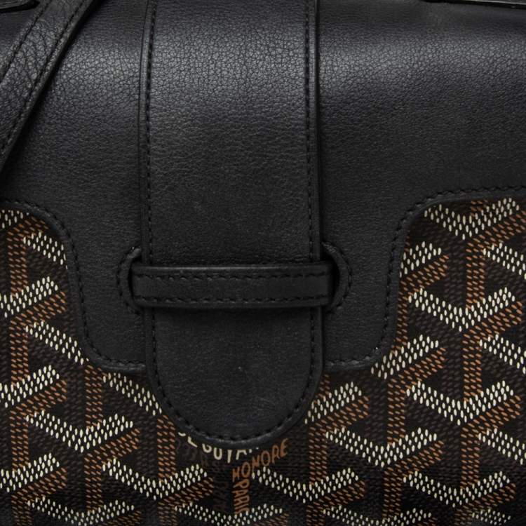 Pre Owned Goyard Black Goyardine Canvas and Leather Mini Saigon Top Handle Bag