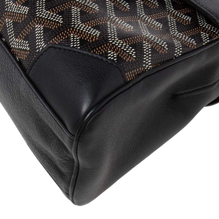 Pre Owned Goyard Black Goyardine Canvas and Leather Mini Saigon Top Handle Bag