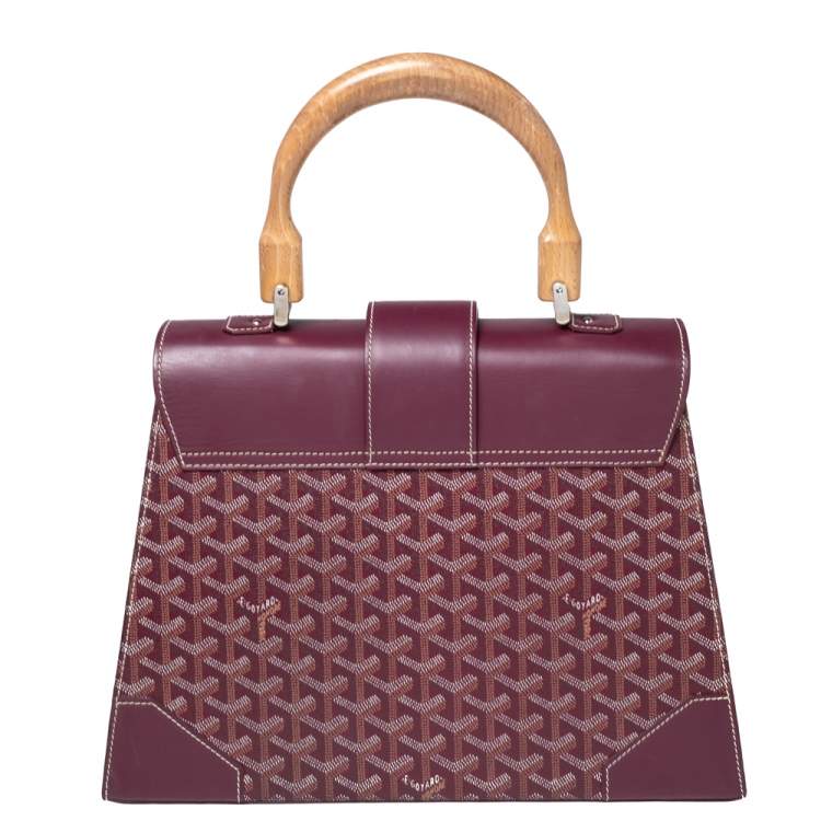 Pre Owned Goyard Burgundy Coated Canvas and Leather Saigon Top Handle Bag
