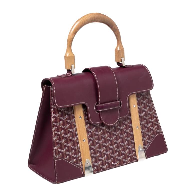 Pre Owned Goyard Burgundy Coated Canvas and Leather Saigon Top Handle Bag