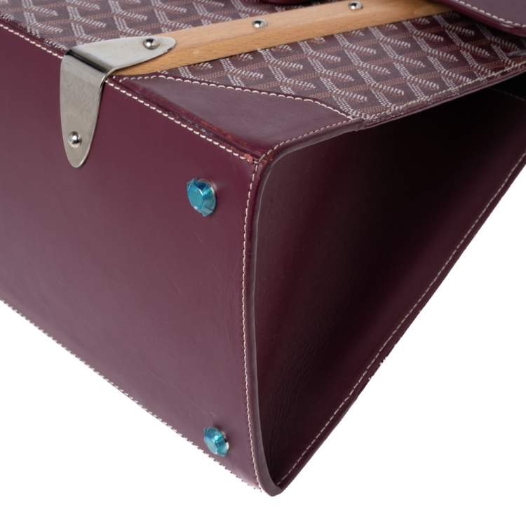 Pre Owned Goyard Burgundy Coated Canvas and Leather Saigon Top Handle Bag