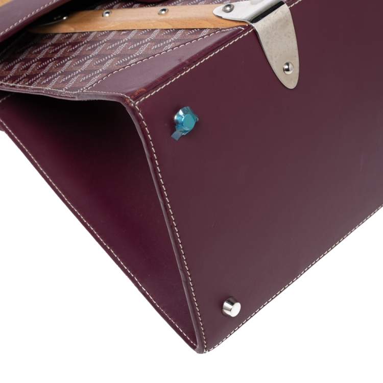 Pre Owned Goyard Burgundy Coated Canvas and Leather Saigon Top Handle Bag