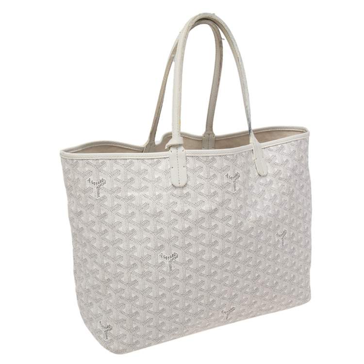 Pre Owned Goyard White Goyardine Coated Canvas St.Louis PM Tote