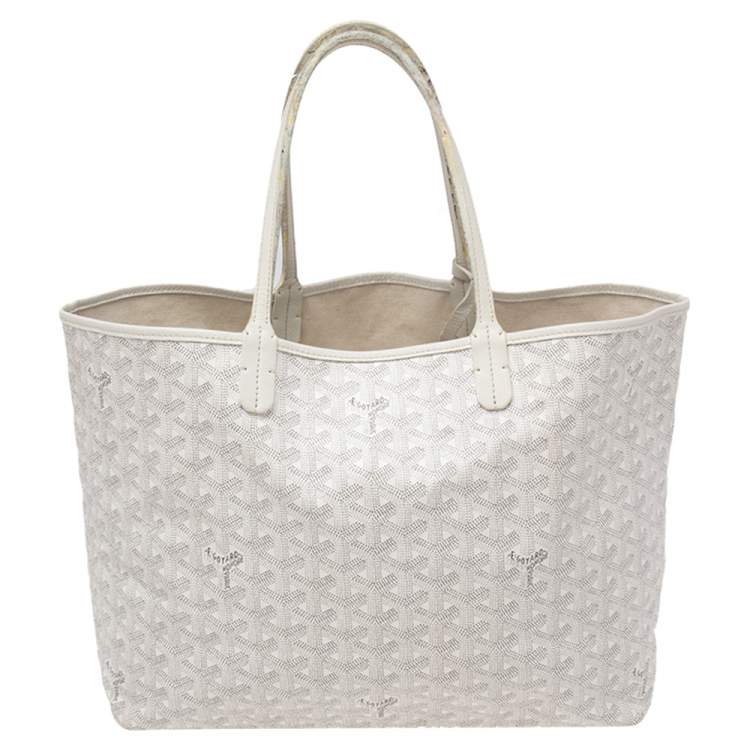 Pre Owned Goyard White Goyardine Coated Canvas St.Louis PM Tote