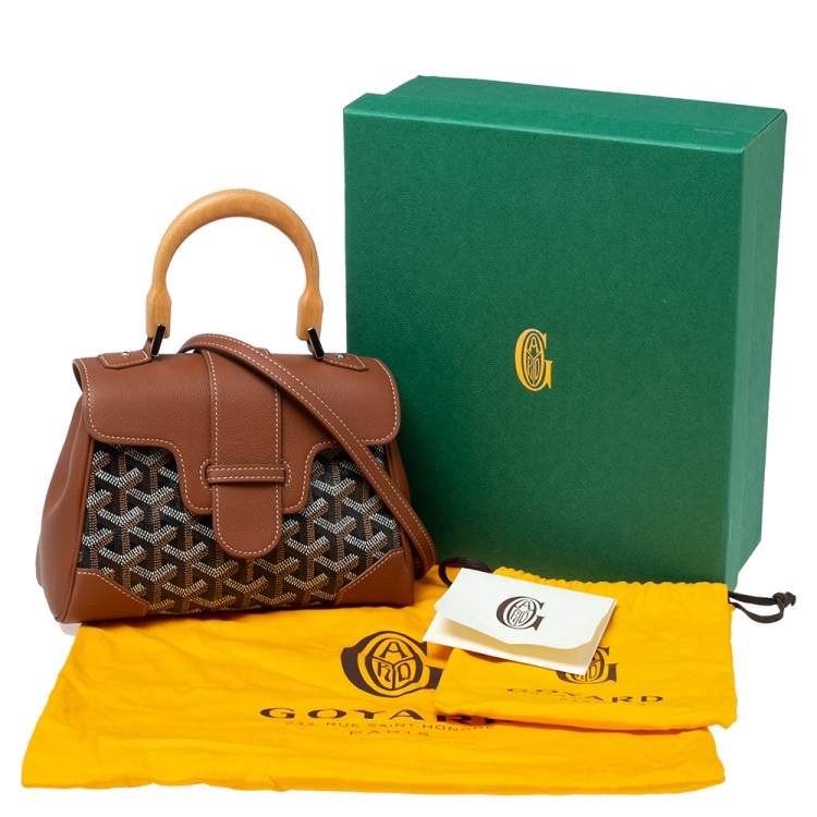 Pre Owned Goyard Brown Goyardine Coated Canvas and Leather Mini Saigon Top Handle Bag