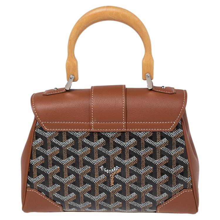 Pre Owned Goyard Brown Goyardine Coated Canvas and Leather Mini Saigon Top Handle Bag