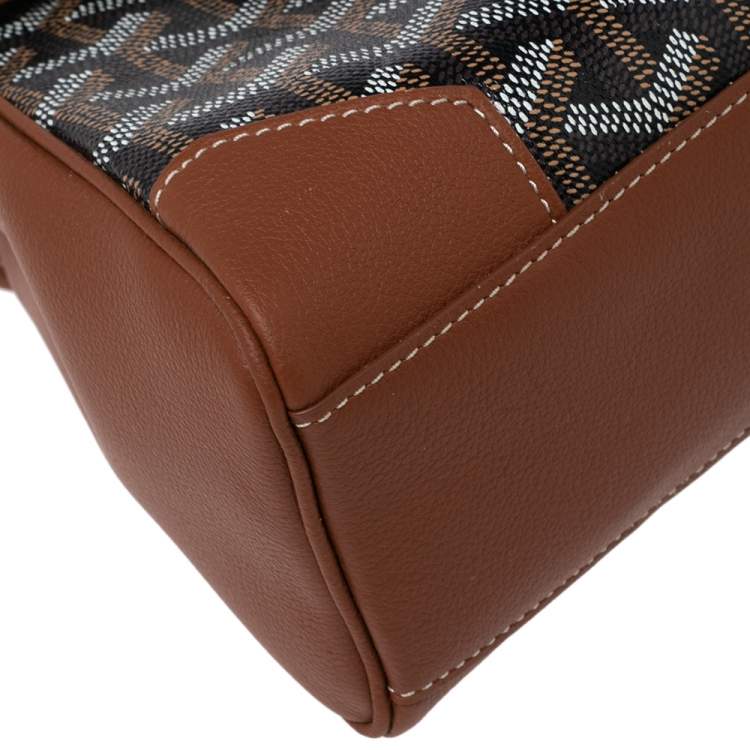 Pre Owned Goyard Brown Goyardine Coated Canvas and Leather Mini Saigon Top Handle Bag