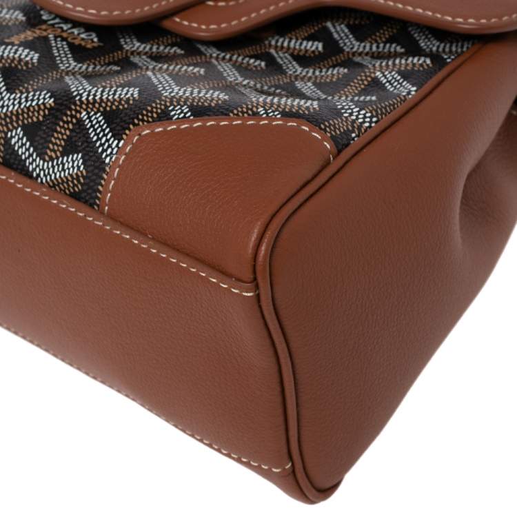 Pre Owned Goyard Brown Goyardine Coated Canvas and Leather Mini Saigon Top Handle Bag